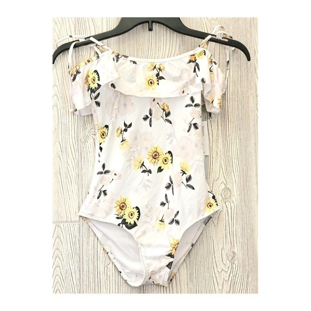 NEW Antonio Melani 10 Overjoyed Sunflower Ruffle Off the Shoulder Swimsuit 94218